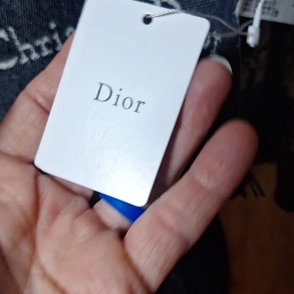 NWT Christian Dior 35x180 CM blue marine scarf. With tassle - Picture 5 of 8